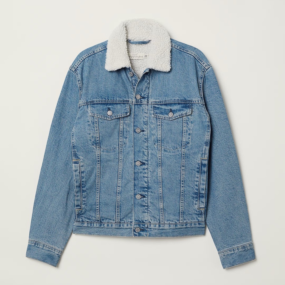 Size M H&M Denim Jacket With Sherpa Collar